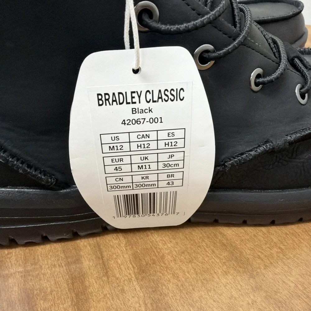 Hey Dude Bradley Leather Boots Black Ankle High Shoe Men Size 12 lace up light - Picture 10 of 11